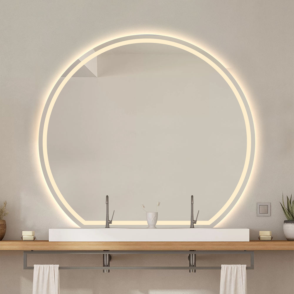 Espejo de Tocador de Baño LED Semicircular Impermeable con Antivaho