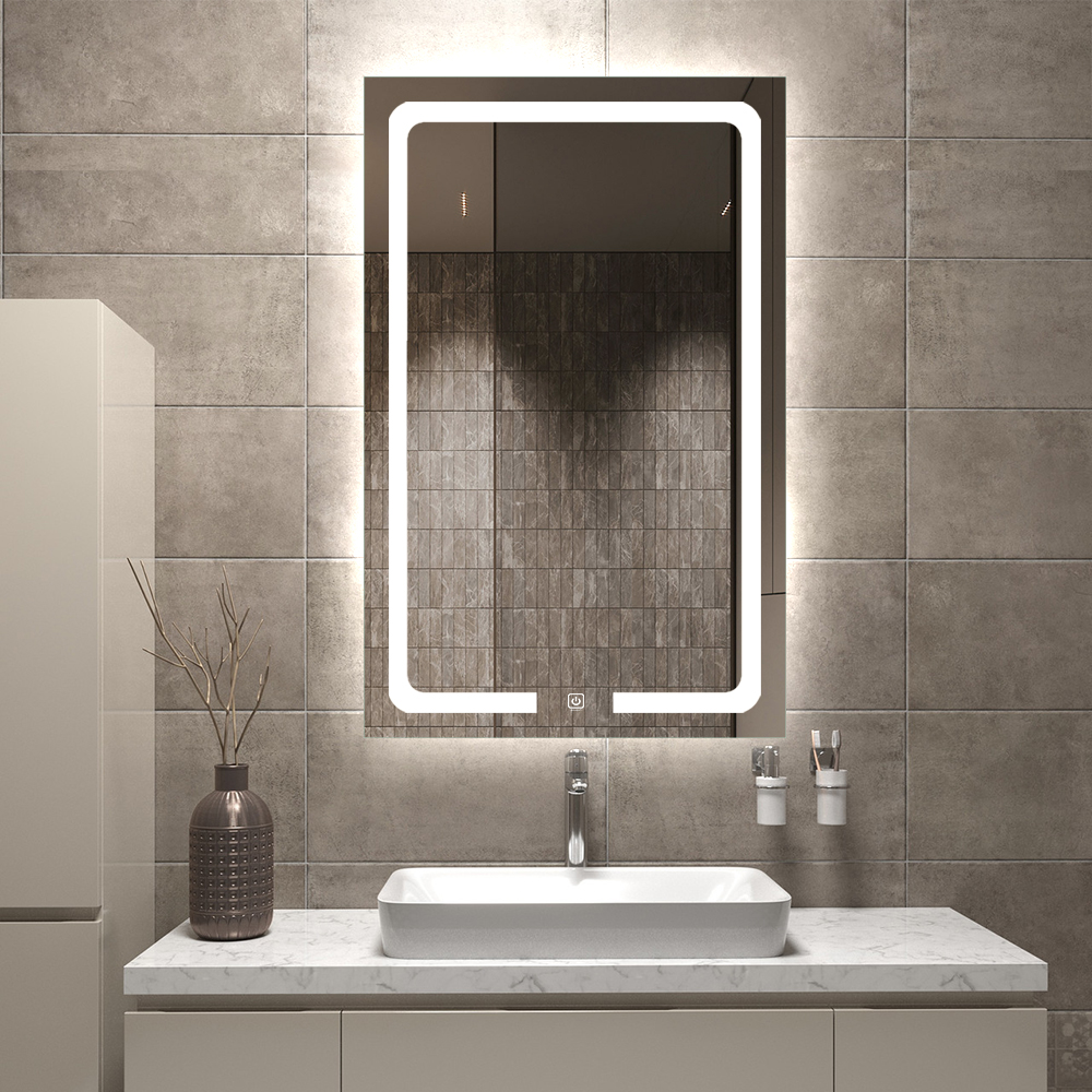 Miroir de Salle de Bain LED Éclairé avec Film de Sécurité Anti-explosion