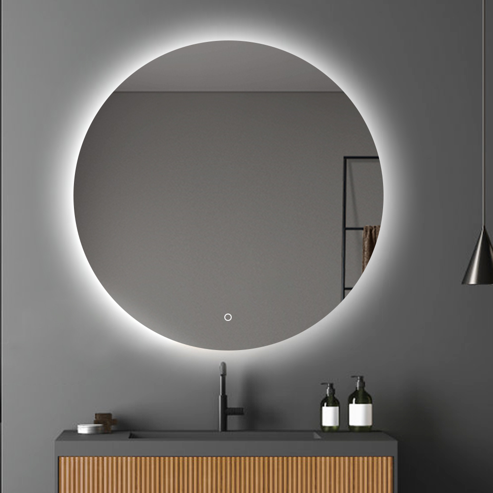 Runder rahmenloser hintergrundbeleuchteter LED-Badezimmerspiegel mit Touch-Dimmung