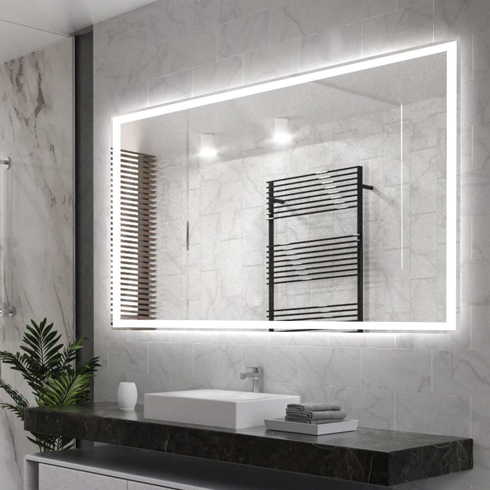Miroir Mural de Salle de Bain LED Intelligent à Écran Tactile et Design Éclairé
