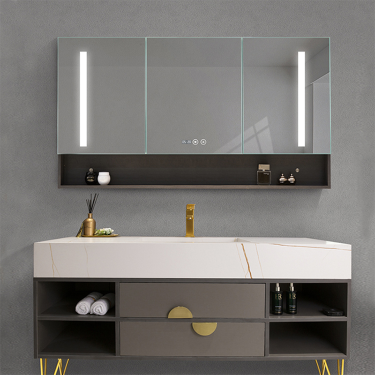 OEM&ODM Wand-LED-Badezimmerspiegelschrank mit Zeit- und Temperaturanzeige