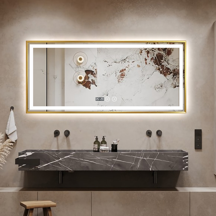 Espejo de Baño Rectangular LED Iluminado IP44 Impermeable con Marco de Aleación de Aluminio y MOQ Bajo