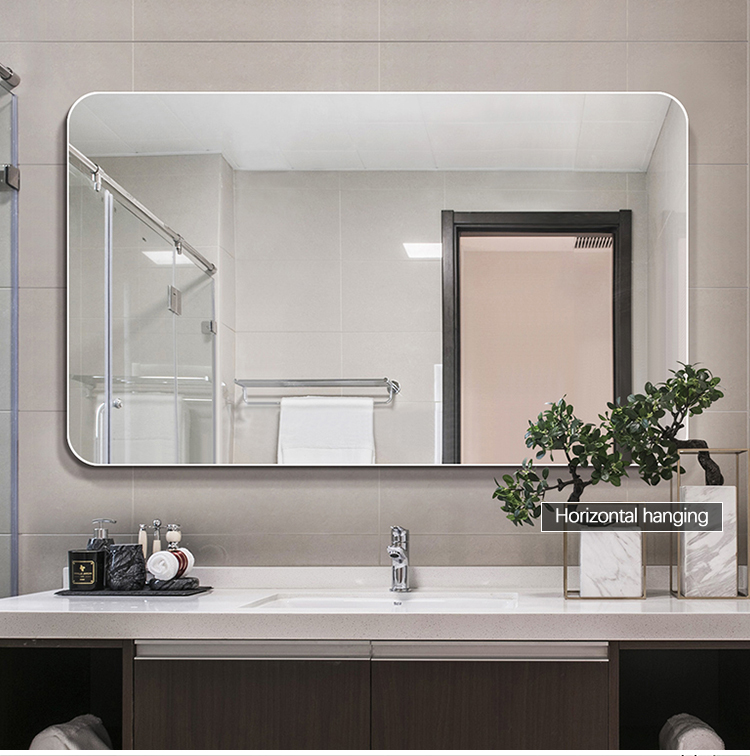 Espejo de Baño Rectangular Sin Marco de Vidrio Templado HD de Grado Comercial con Esquinas Redondeadas