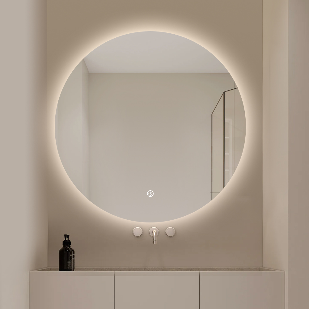 Specchio da bagno LED rotondo retroilluminato con regolazione a 3 colori e diverse opzioni di diametro