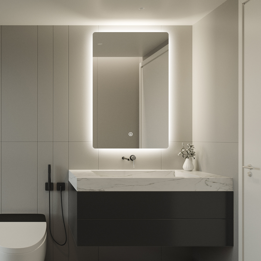 Factory Direct for EU Market Rectangular LED Backlit Bathroom Mirror Dimmable and Anti-Fog
