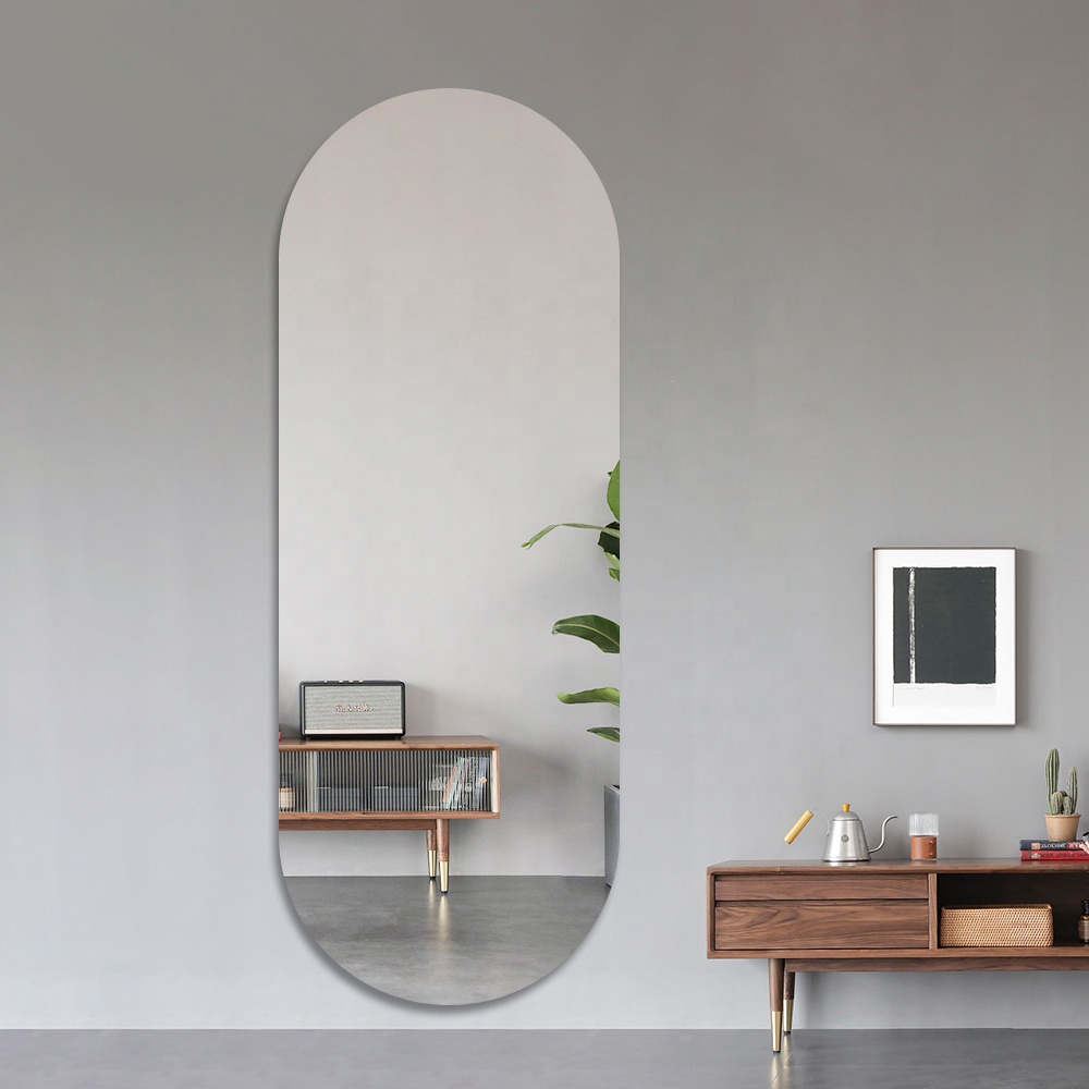 Capsule-Shaped Customizable Arched Bathroom Mirror Wall Mounted Full Length Dressing Mirror