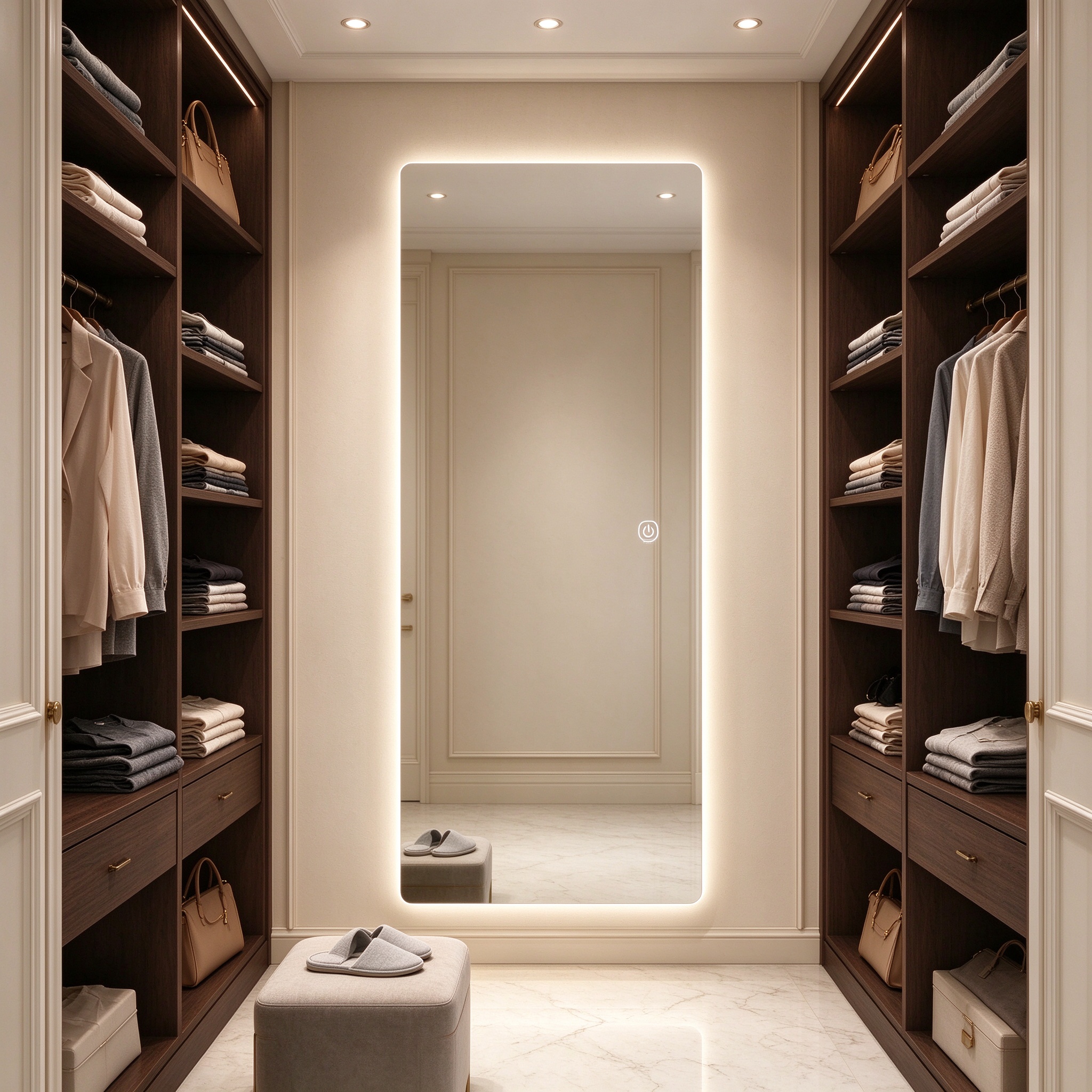 Factory Direct Wholesale 3-Color Dimmable & Anti-Fog LED Full Length Mirror with Backlight